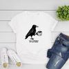 Raven Crow Coffee Shirt Halloween Womens Tshirt Short Sleeve Coffee Lover Gift Crow Coffee Printed Pattern Tshirt