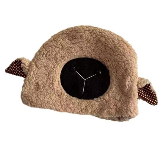 Lady Winter Hat Cartoon Lamb Head Shape Thick Fleece Ear Protection Dome Heat Retention Outdoor Photo Prop Daily Cap