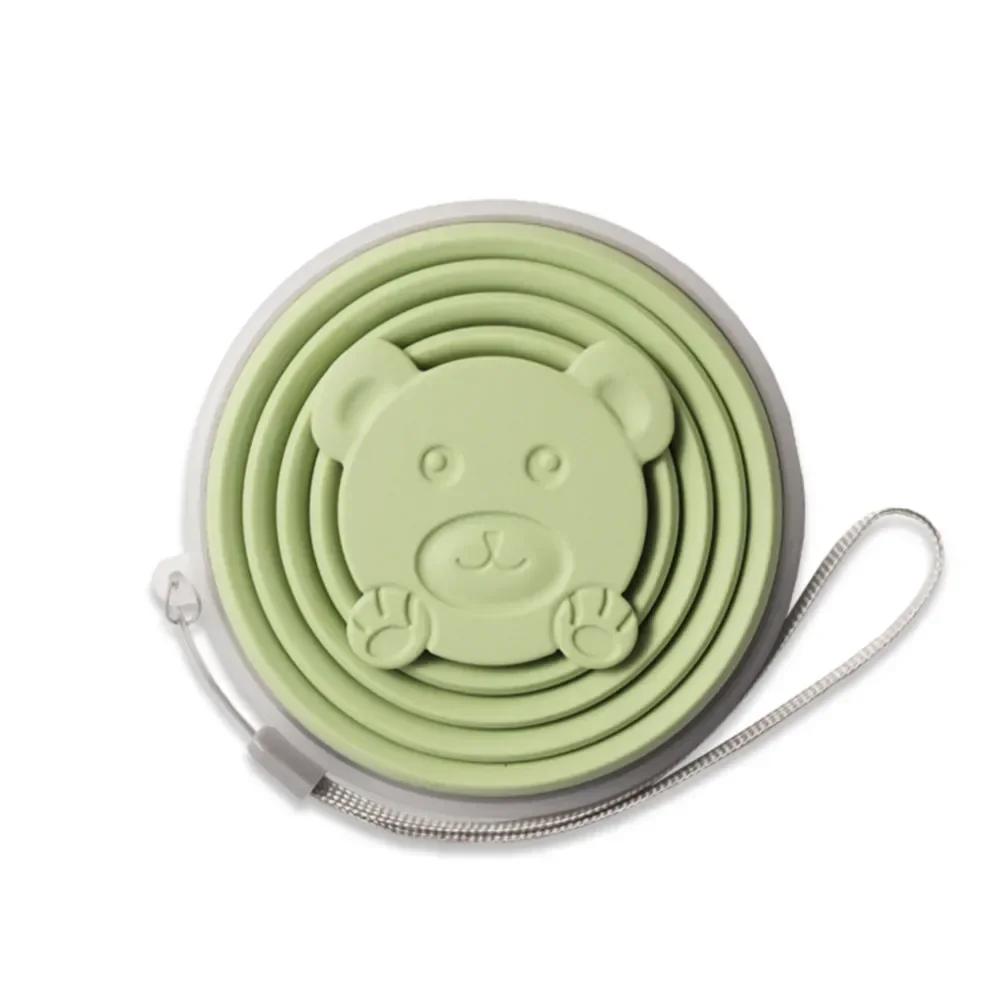 180ml Outdoor Silicone Folding Cup Travel Casual Mug Cartoon Bear Collapsible Reusable Drinking Cup with Lids Retractable Cups