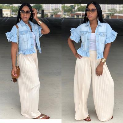 ruffled denim jacket plus size