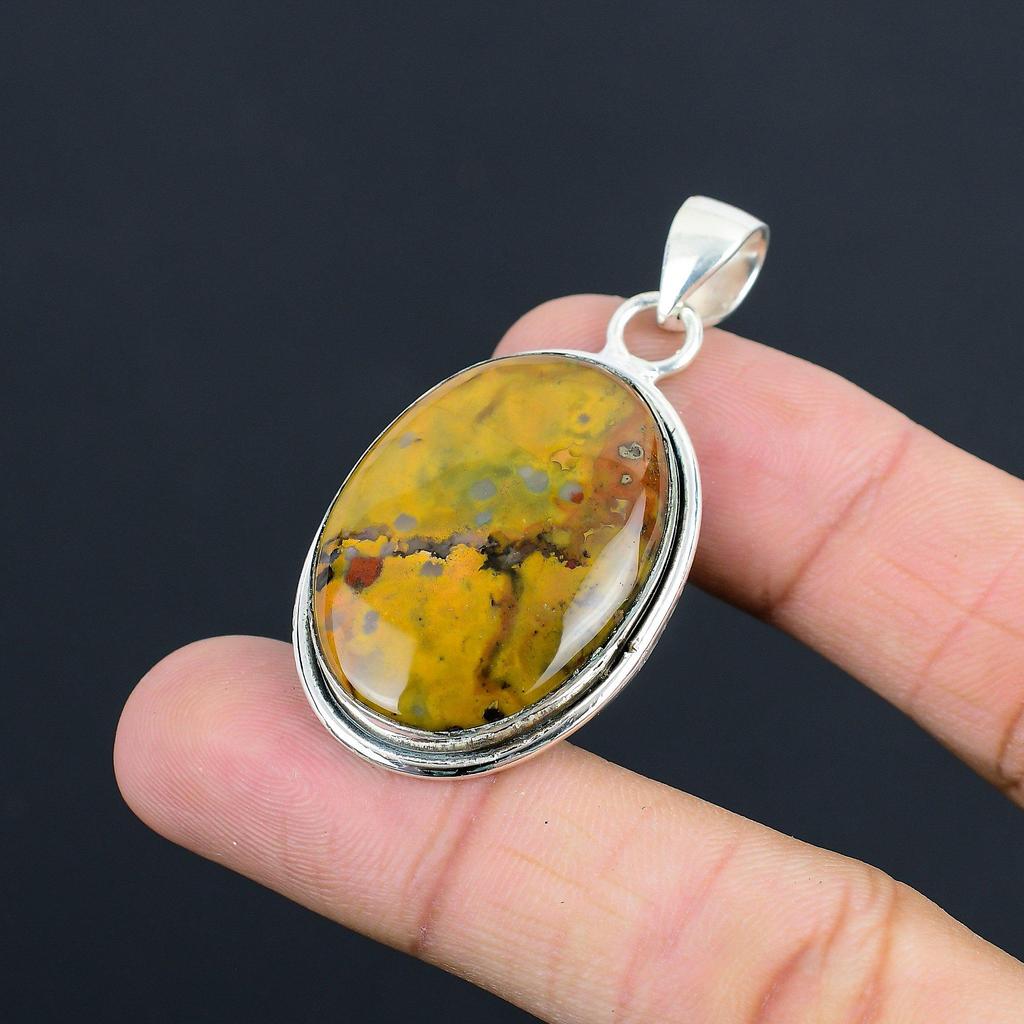 925 Sterling Silver Natural Ocean Jasper Artisan Anniversary New Pendant Jewelry