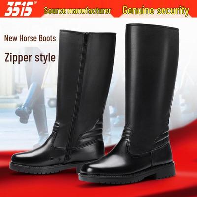 Men's Genuine Leather Equestrian Riding Boots with Zipper - Over-the-Knee Spring & Autumn Style