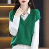 Gilet lavorato a maglia da donna autunno e inverno Camicia a pipistrello solida con scollo a V Sciolto versatile maglione lavorato a maglia senza maniche Pullover Top femminile