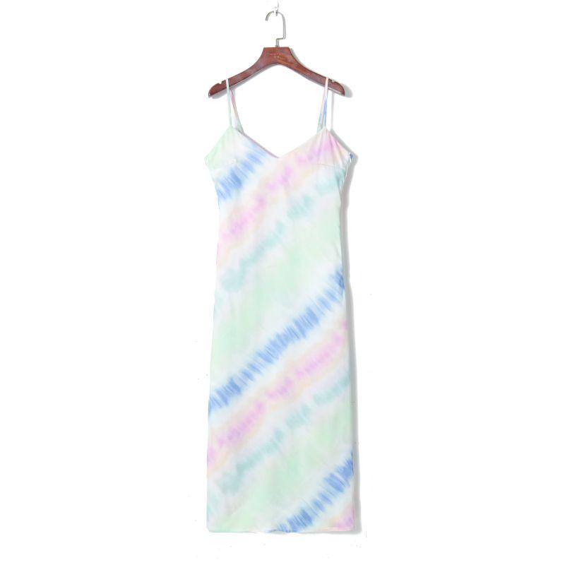 

Женский свежий радужный градиентный принт и окрашивание, облегающий сарафан на бретелях Rainbow Print L