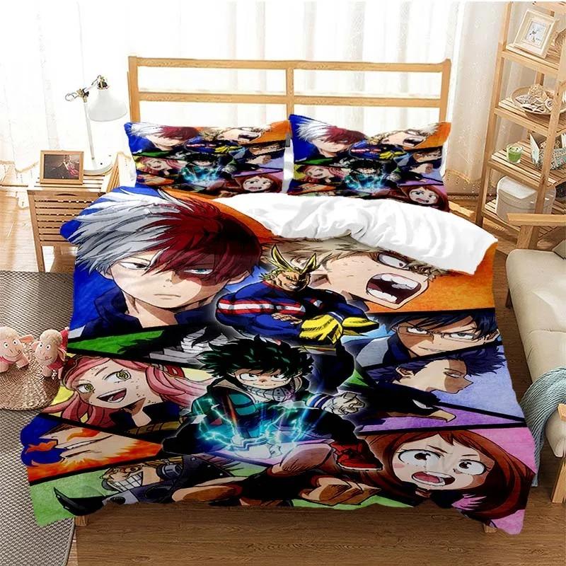 New Anime My Hero Academia Printed Bedding Set Duvet Covers Pillowcases Comforter Bedding Sets Bedclothes Bed Linen Home Textile
