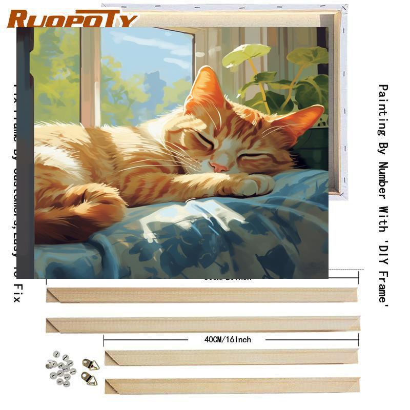 

RUOPOTY современная картина по номерам на холсте милые кошки рисунок по номерам взрослые ремесла Настенный декор подарок художественная картина краска 40x50cm Diy Frame