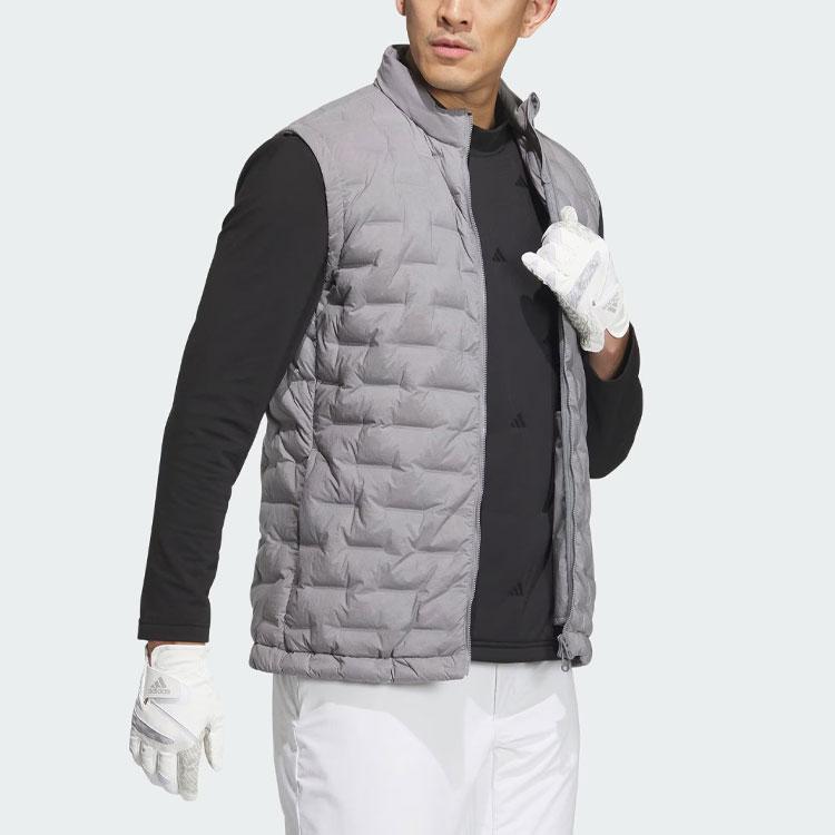 adidas Frostguard Down Vest 670 Fill Solid Color Logo Golf Sports Down Vest Men Vests Gray HZ6100