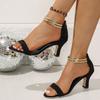2025 Hot Sale Black High Heels Sandals Women Summer Shoes Women Fashion Open Toe Buckle Sandals Casual Square Heel Female Shoes
