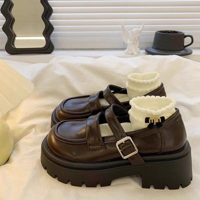 Retro British Platform Small Leather Shoes Women's 2024 Spring New College Style Japanese Jk with Skirt Mary Jane Single Shoes