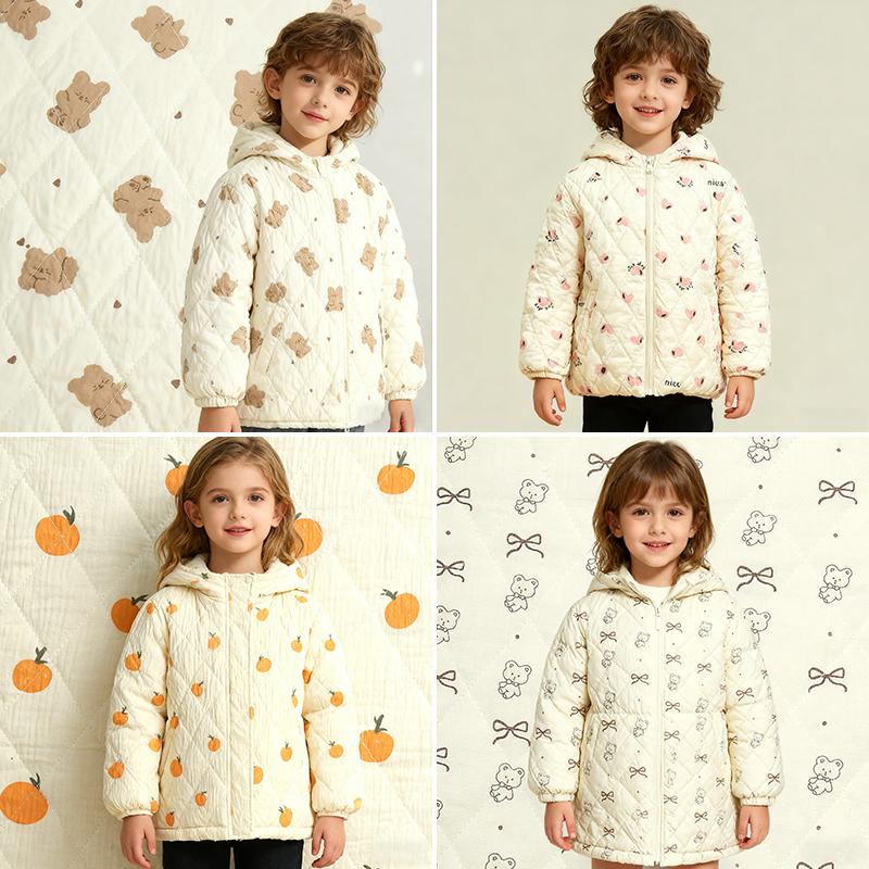 0.5m/2m Thicken Pure Cotton Double-layer Crepe Printed Quilted Cotton Fabric for Sewing Pajamas DIY Children's Clothing Fabrics