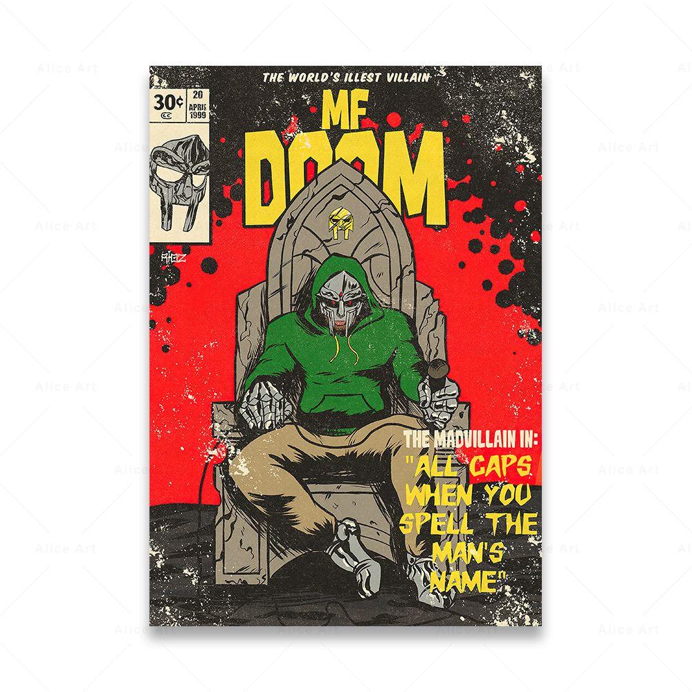 Singer Madvillain MF Doom Poster Room Decor Hip Hop Rap Music Album Star Wall Art Canvas Painting For Living Room Home Decor