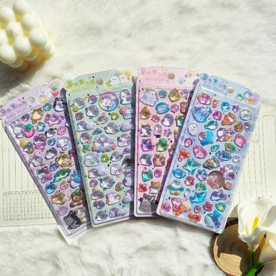 4-Piece Set Of Sparkling Crystal Decorative Stickers - Cute Animal And Flower Designs For Phone Cases And Laptop Stickers