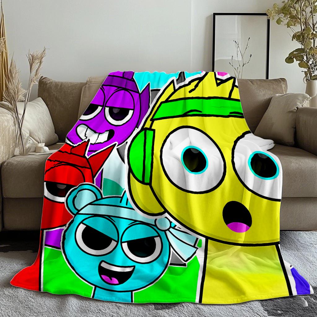 Game Cartoon SSprunki IIncredibox Printed Blanket Plush Nap Sofa rug for Living Room Office Bedroom Birthday Home Travel Kid