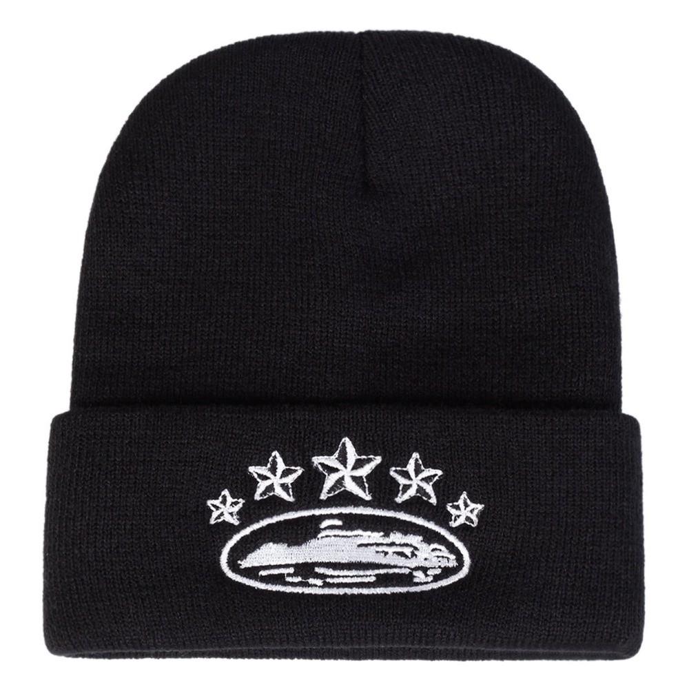 Star Embroidery Cuffed Beanie Hat Stretch Fit Knit Cap Fashion Winter Beanie Men Women