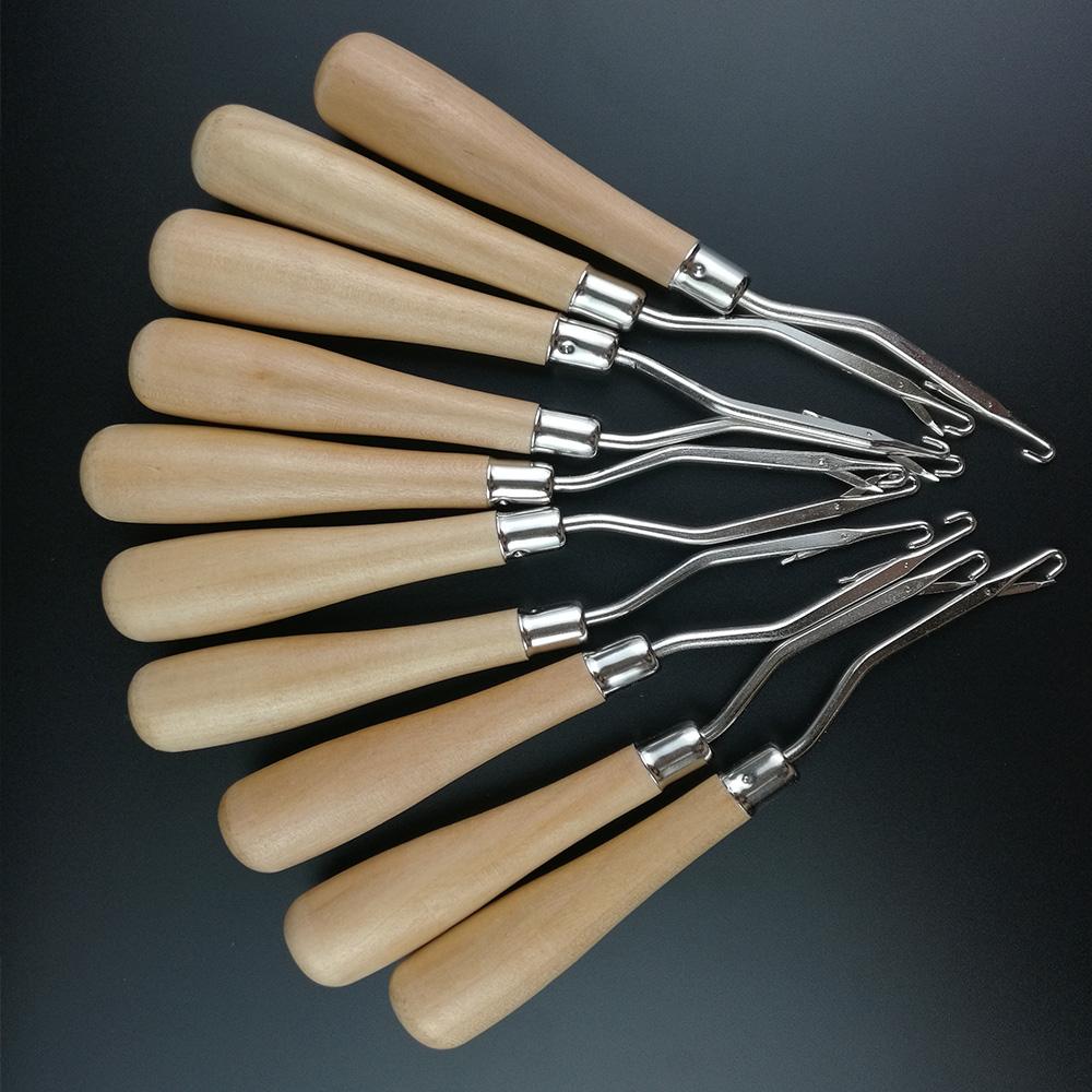 2pc Wood Handle Latch Crochet Hook Hair Weave Needle Wigs Knitting Extensions Styling Tools Carpets Making Repair Craft Tools