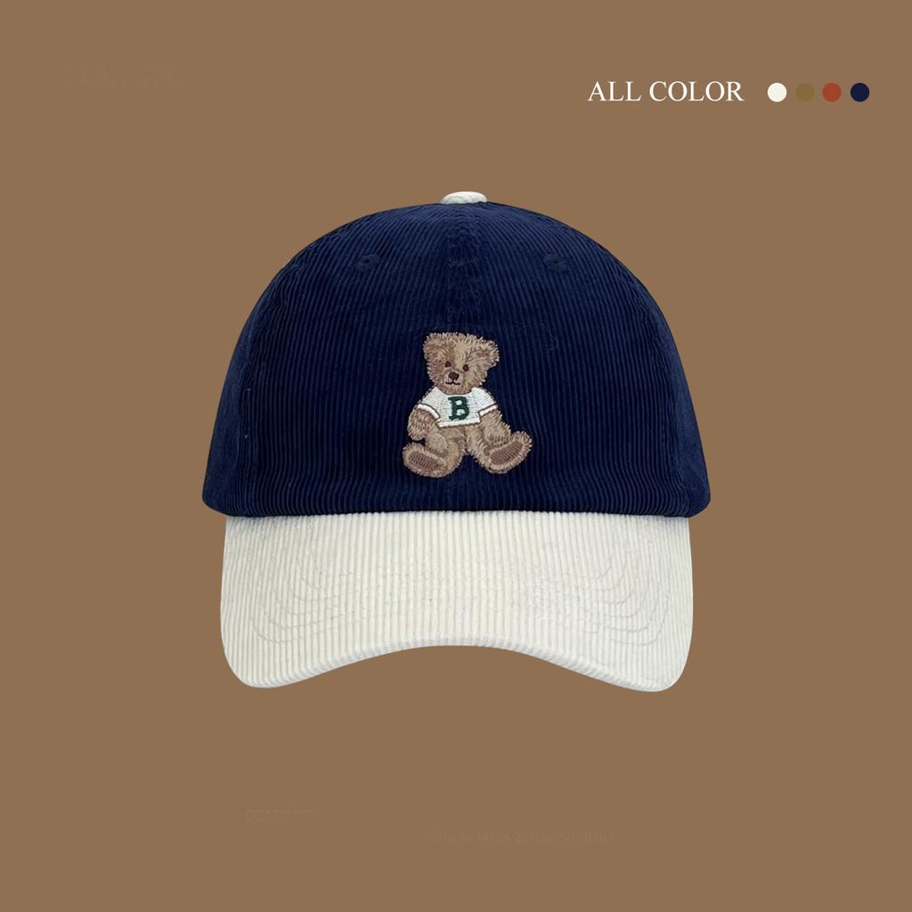 

Cute Bear Baseball Cap With Warmth And Windproof Features For Fall Winter Fashion NavyBeige