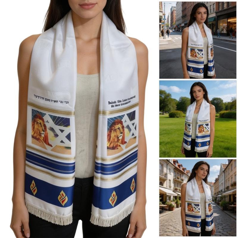 Sciarpa Giudaica Tradizionale Lunga 160cm Tessuto Leggero in Poliestere Sciarpa Tallit Per la Preghiera e l'Uso Quotidiano