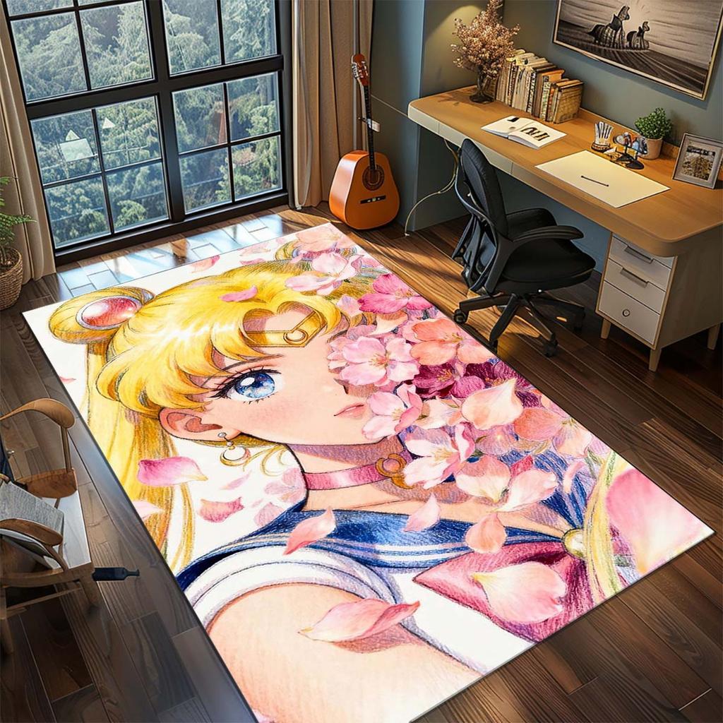 Sailor Moon Anime Teppich Großer Teppich Rutschfeste Waschbare Fußmatte Gamer Zimmer Schlafzimmer Heimdekoration -QJY
