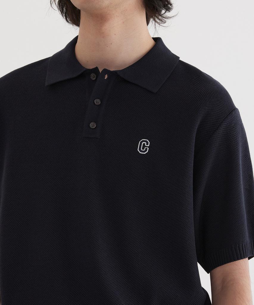 COVERNAT C Logo Collar Half Knit Dark Navy
