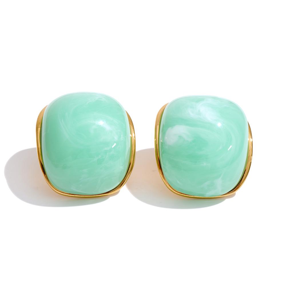 Yhpup 10 Color Acrylic Resin Y2K Earrings for Women Gold Color Stainless Steel Spring Summer Candy Sweet Jewelry