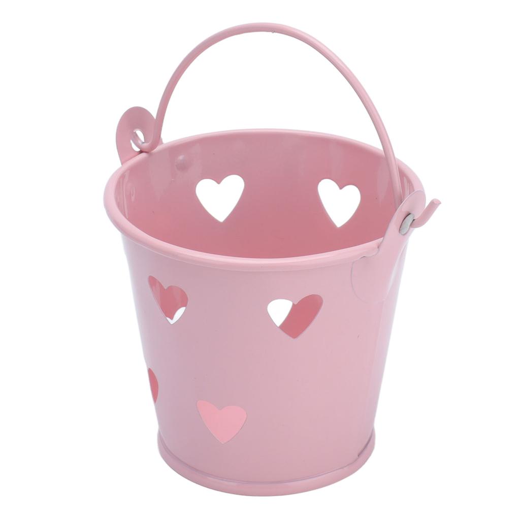 12 st Mini Metallhink Ihålig Hjärtformad Hink med Handtag för Godis Utomhus Blomma Kosmetika
