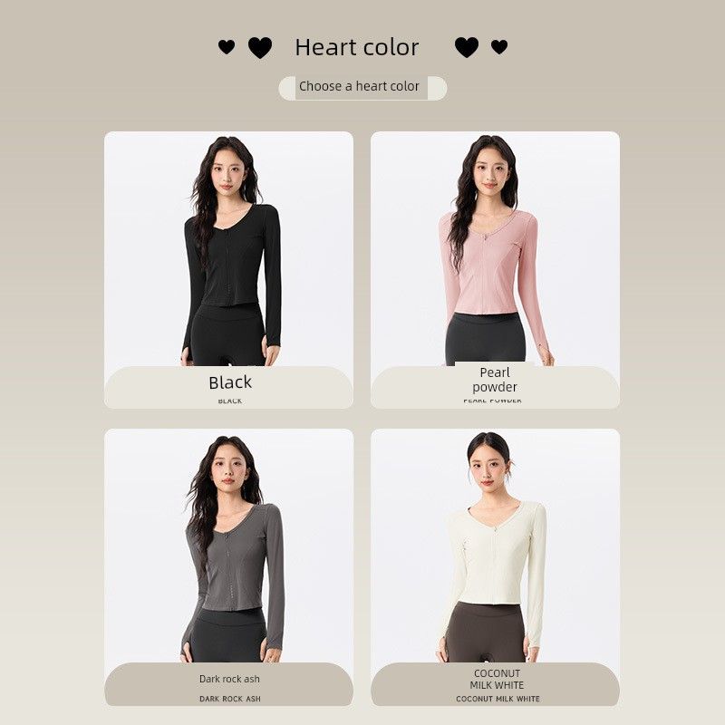 Lu Same Yoga Clothes Ladies 2025 Fall and Winter Nude Feel Slim Fit Slimming Long Sleeves Sports Outwear V Neck Zipper Cardigan