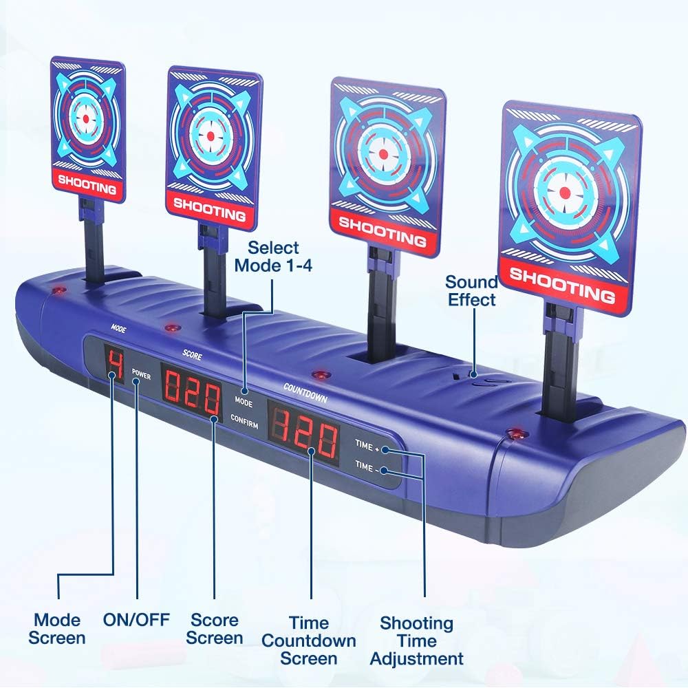 Țintă pentru Nerf Electronic Score Resetare automată Ținte digitale Jucărie pentru 6 7 8 9 10 ani Copii Băieți Cadouri de aniversare
