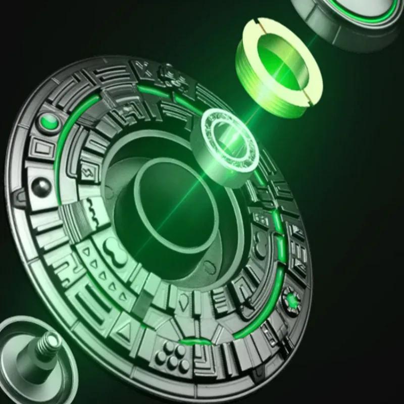 Metal Stress Ease Edc Boy Cool Luminous Ufo Fingertip Gyroscope Ultra-Long Finger Table Rotating Plaything Adults Fidget Spinner