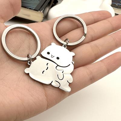 1 Pair Funny Unique Bear  Cute Design Accessories Couple Valentine'S Gift High Quality Keychain Funny Student Bag Pendant