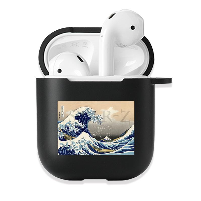 Soft Black Silicone Case for Apple Airpods Pro 3 2 1 The Great Wave of Kanagawa Bluetoooth Wireless Earphone Cases Airpod Cover