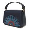 Used Lilium Micro Satchel (10833) 29046 7922 Lily Flower Applique 2-Way Shoulder Bag with T Logo, Navy, Women's from