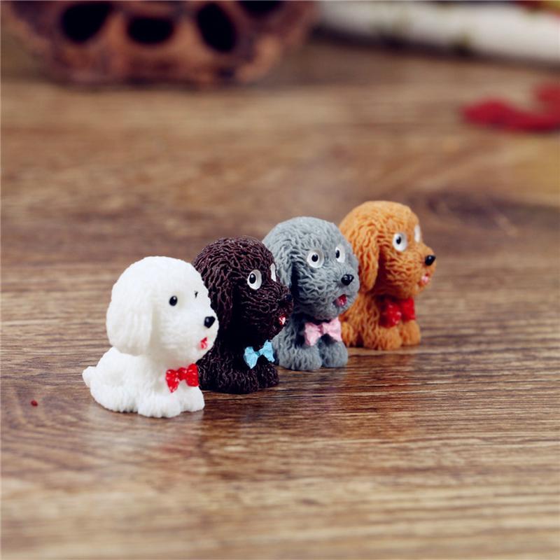 4pcs/ Lot Creative Decoration Micro Landscape Resin Crafts Mini Dog Simulation Animal Crafts