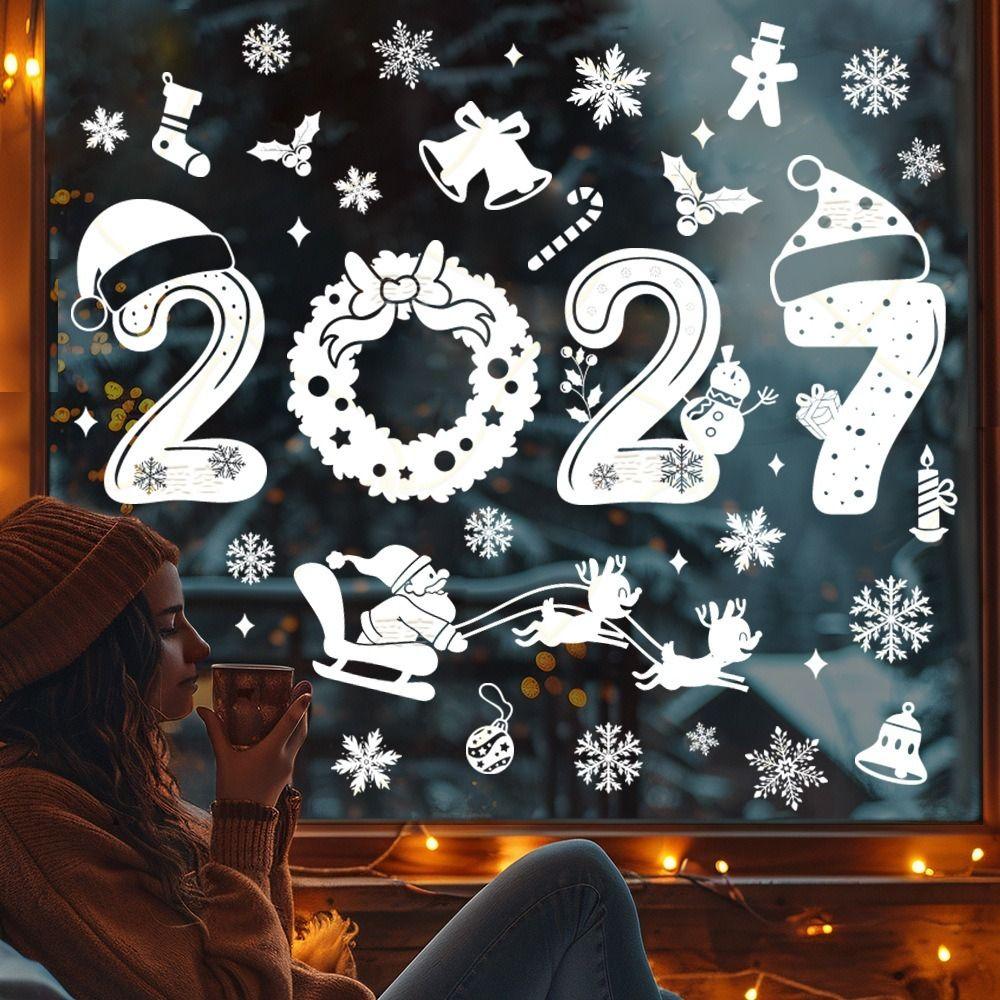 Snow Designs Christmas Window Stickers Santa Claus Designs Christmas Window Decals  Home Decor