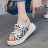 Summer new thick-bottomed cool slippers women's thick-bottomed plaid sports and leisure beach slippers