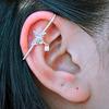 Hot Sale Trendy Women's 63mm 2.5g Long Barbell Industrial Piercing Jewelry Stud Earrings Zircon Alloy S925 Silver Bow Shape