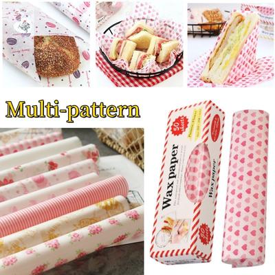 50 Stück Lebensmittel Wachspapier Brot Sandwich Wrapper Picknickkorb Ausgelegt Snacks Fettabweisend Wasserabweisendes Papier Küchen Backwerkzeuge
