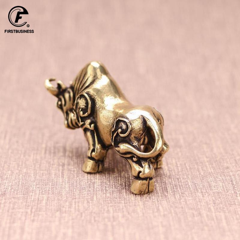 Copper Wall Street Bullfight Statue Office Desktop Lucky Feng Shui Ornament Home Decoration Crafts Vintage Brass Bull Figurines