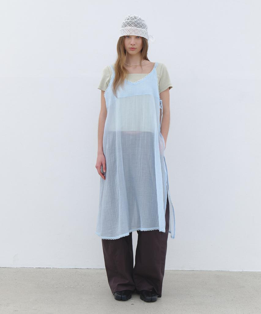 Cluny Sheer Layered Beach Slip Dress - Charcoal