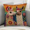 Modern Vintage Alpaca-Themed Pillowcase with Double-Sided Print and Zipper Closure
