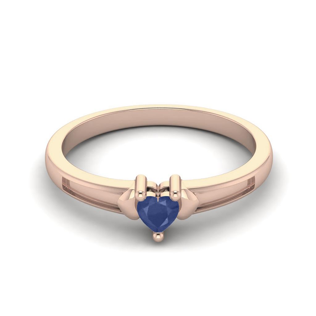 3mm Heart Blue Sapphire Cz 925 Sterling Silver Rose Vermeil Three Hearts Women Anniversary Ring