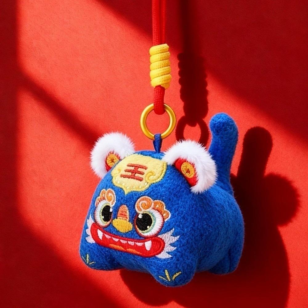Creative New Year Plush Pendant Lion Dance New Year Mascot Plush Toys Chinese God Keychain  Gifts Blue Tiger