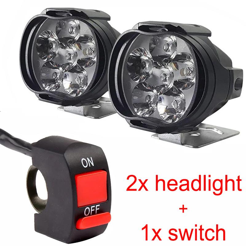 2pcs Motorcycle Led Headlight 12V High Bright Led Lights Lamp for Motorbike Moto External Front Led Focus Auxiliary Spotlights