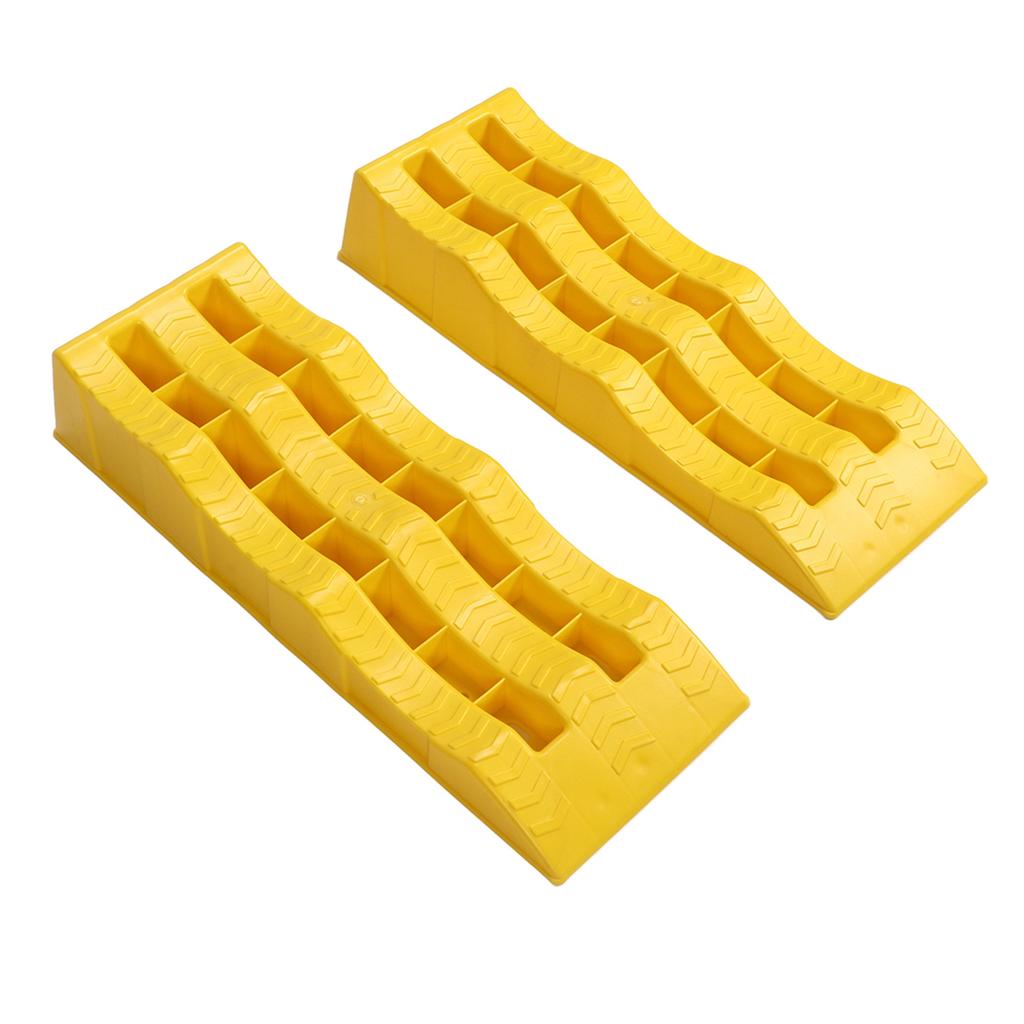 1 Pair RV Leveling Ramps 3 Stage Yellow Trailer Camper Wheel Chocks for Stabilizing Uneven Ground an