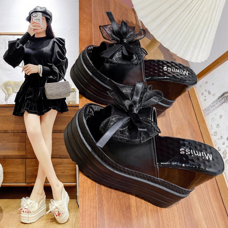 

Летние новые сандалии с внутренней танкеткой, супервысокий каблук, шлепанцы с рыбьим ртом, внешнеторговые шлепанцы на одной перемычке 35