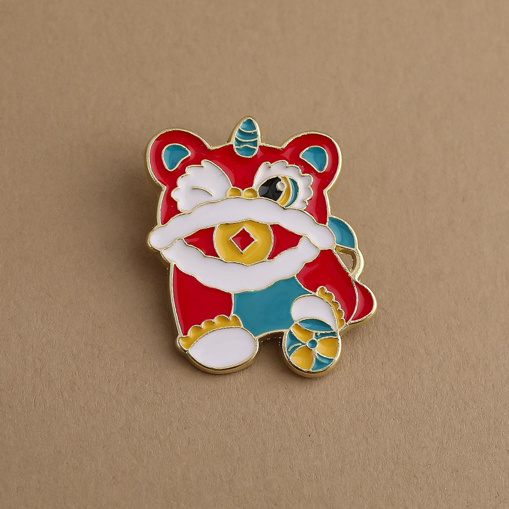 New Year and Spring Festival Lion Awakening Cute Clothing Cartoon Brooch Pin Badge
