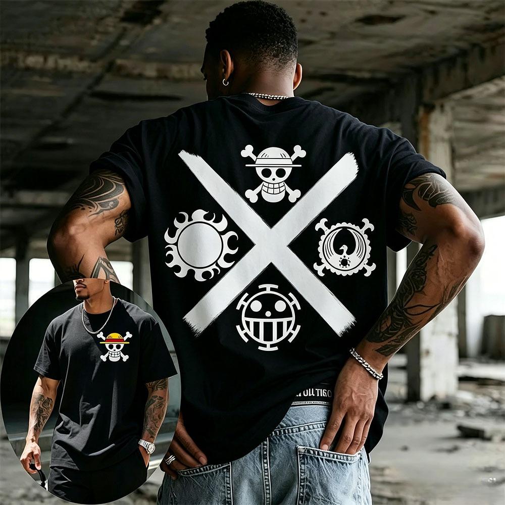 Summer New Arrival One Piece Pattern Tshirt unisex anime print casual shortsleeved fashionable streetwear top Y2K style