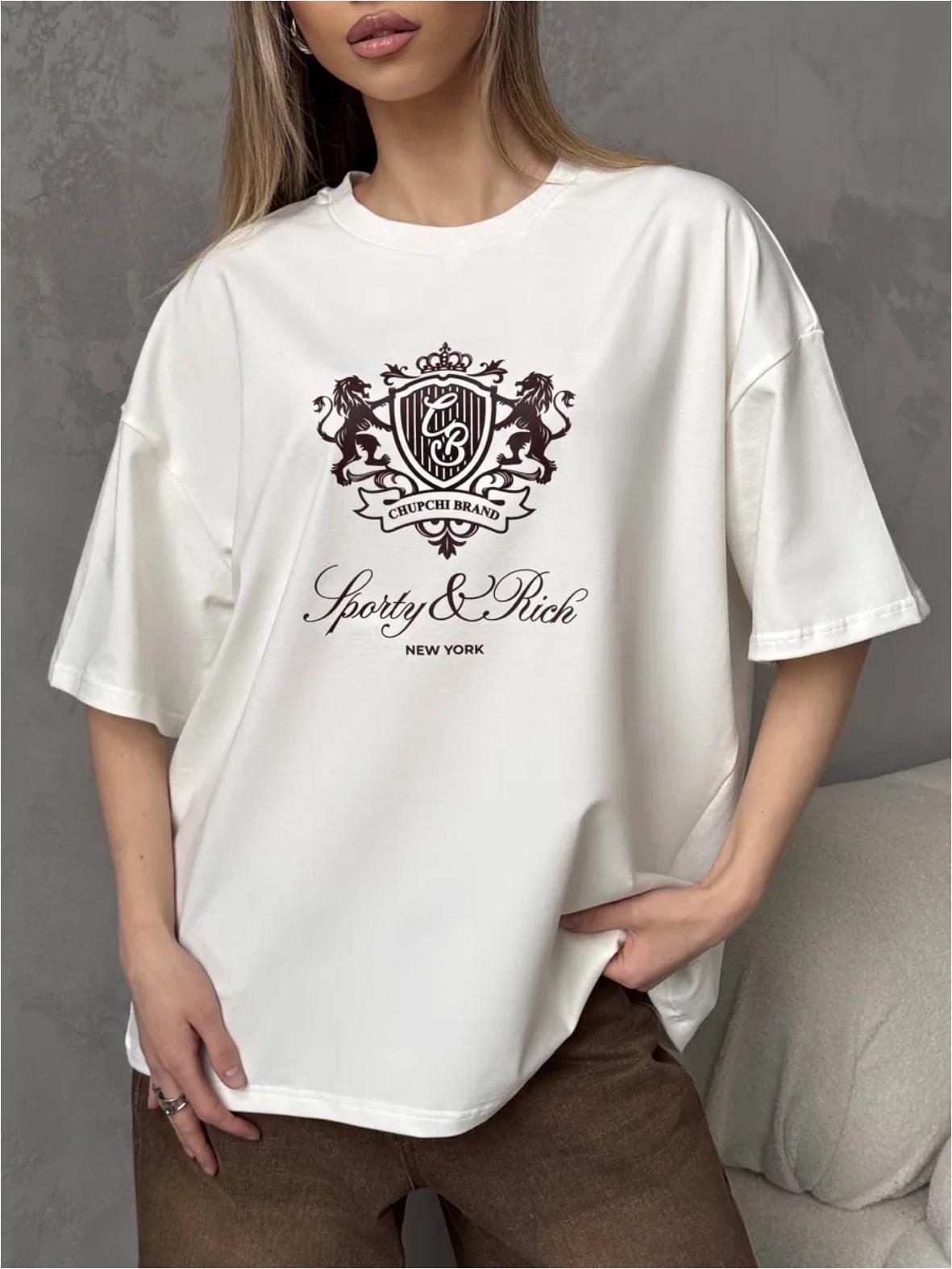 Женский летний модный и универсальный топ оверсайз для офиса Medium белый