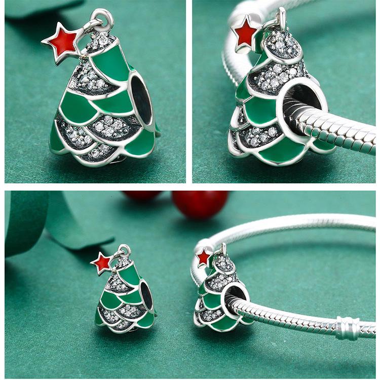 Yinziyun S925 Sterlingsilber Weihnachtsbaum Perlenarmband für Damen