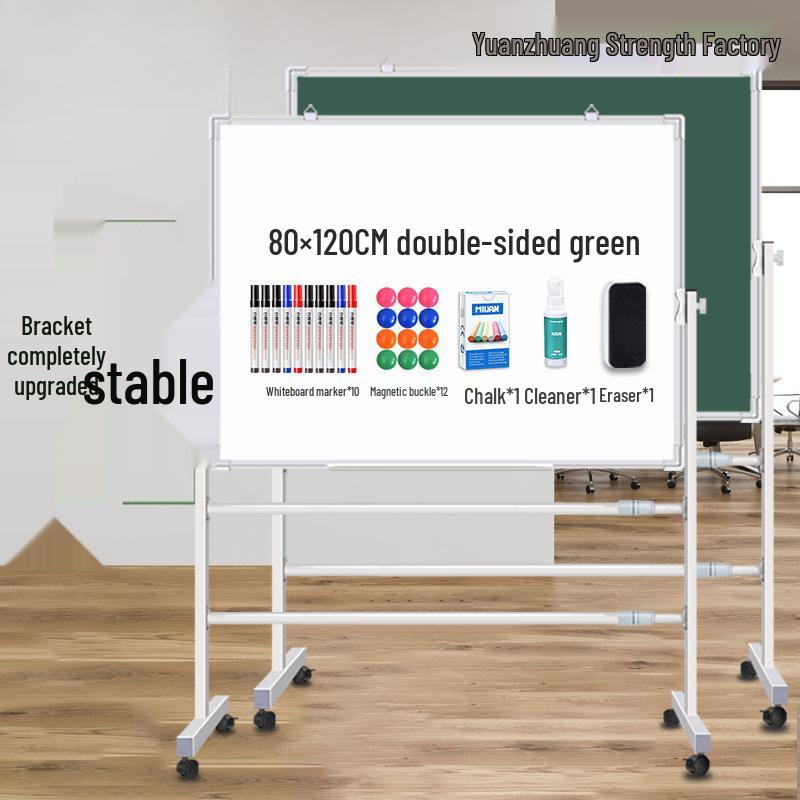 Double-Sided Magnetic Whiteboard & Chalkboard with Mobile Stand for Home, Teaching, and Office Use