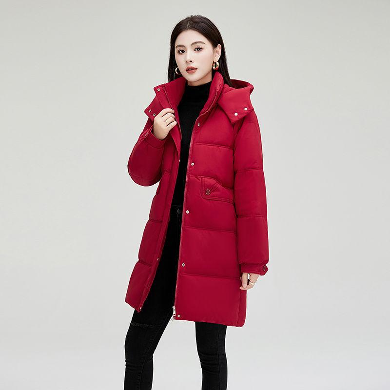 Cotton-padded Women's Medium and Long Hooded Versatile Fashion Middle-aged and Young People's Tops Thickened Warm Jackets Down Cotton-padded Clothes